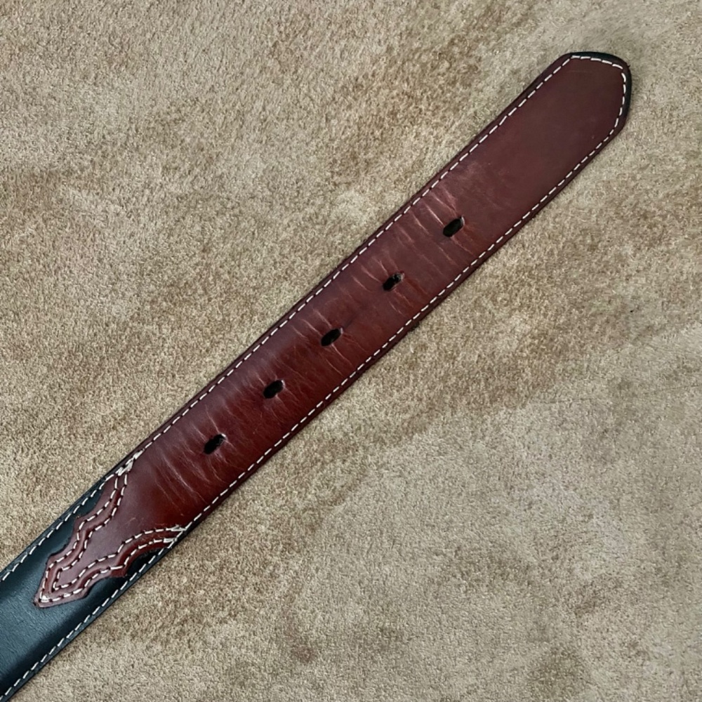NOCONA Western Leather Belt with Silver Tone Longhorn Conchos Size 26 - Picture 7 of 15